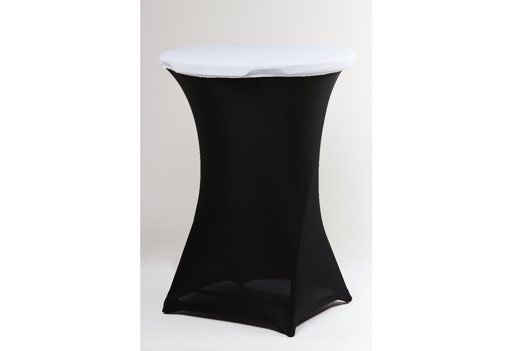 SCHWARZE SPANDEX TISCHHUSSE MIT WEISSEM OBERTEIL 