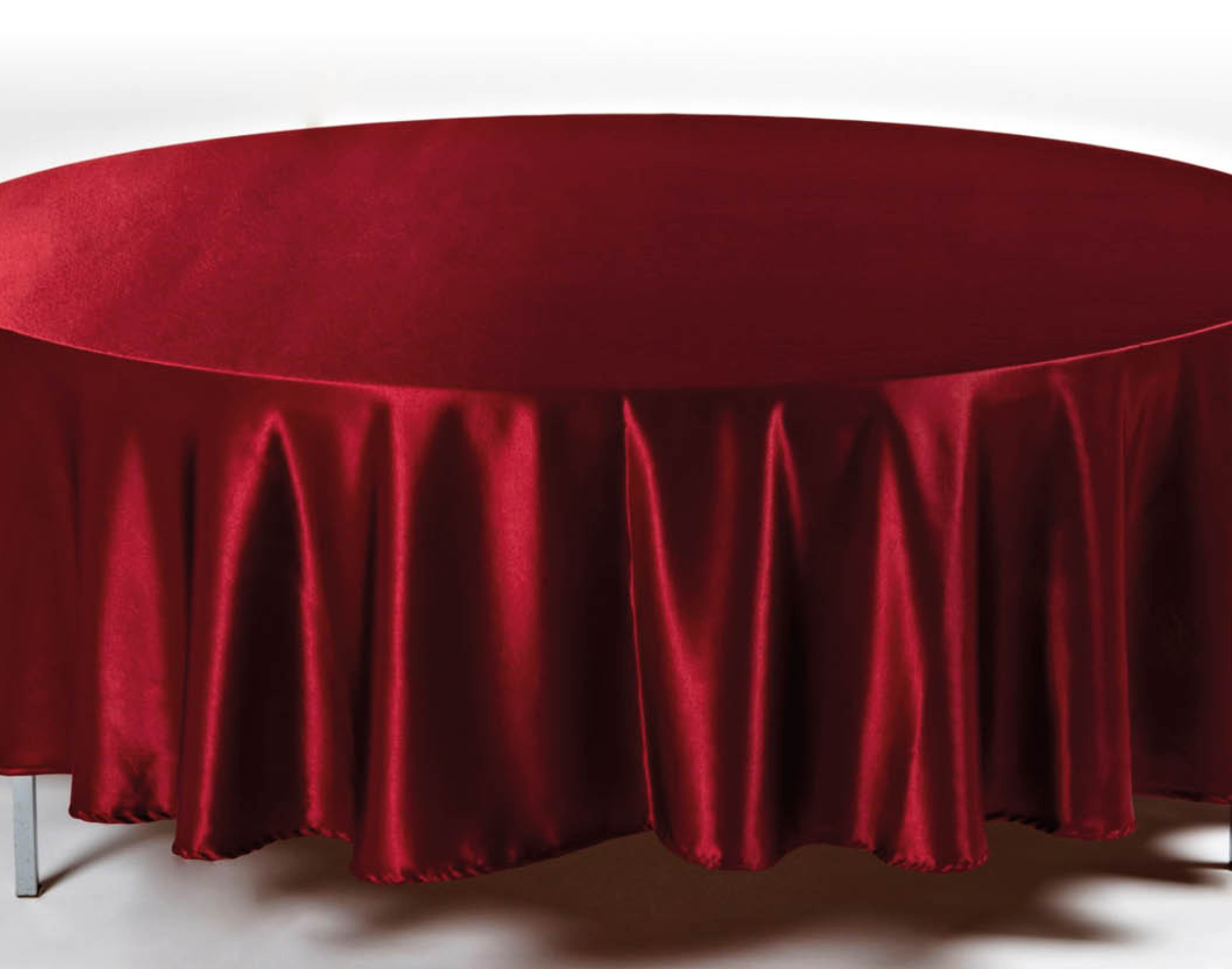 RUNDE TISCHDECKE AUS SATIN BURGUNDER