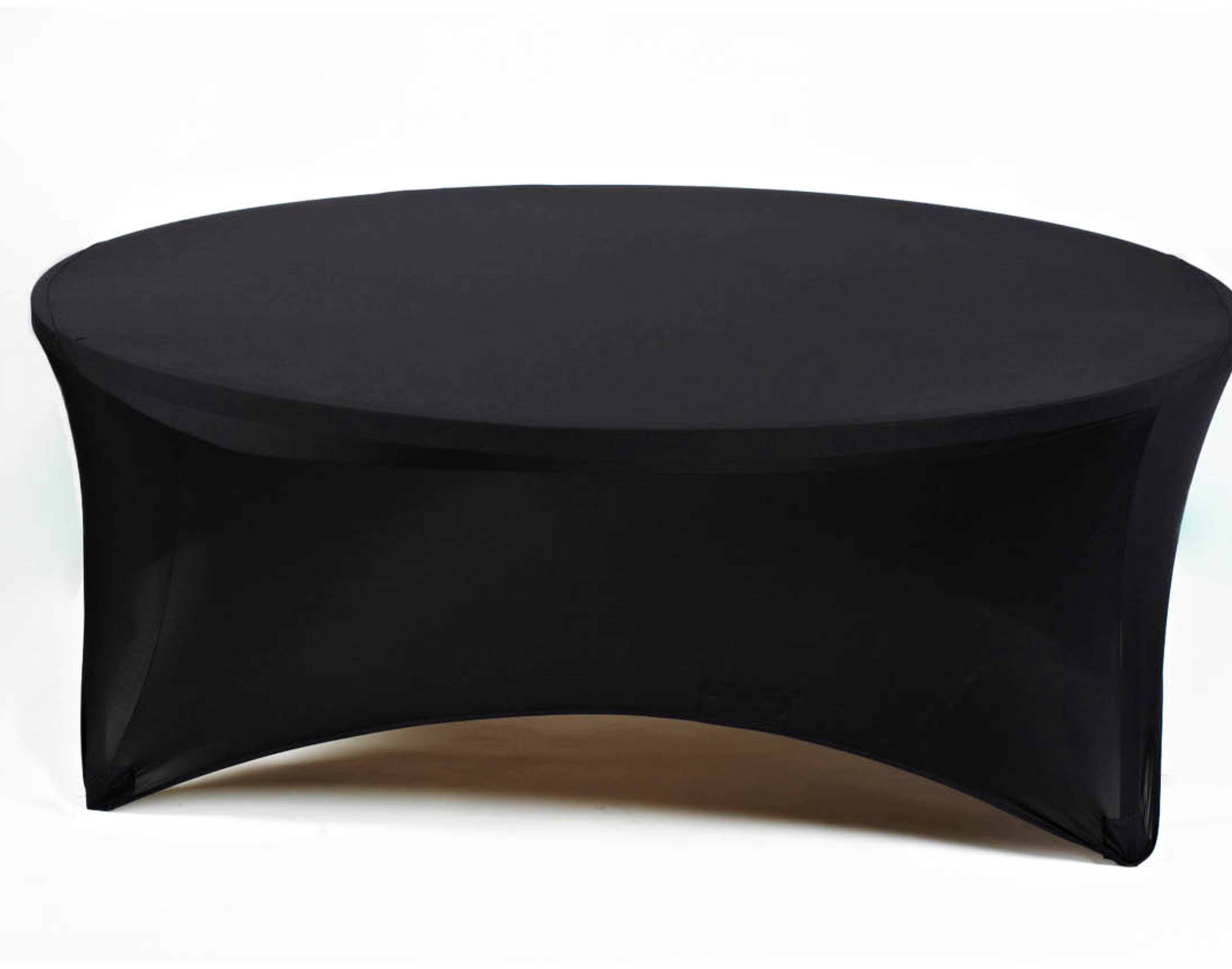 SCHWARZE SPANDEX RUNDETISCHHUSSE 